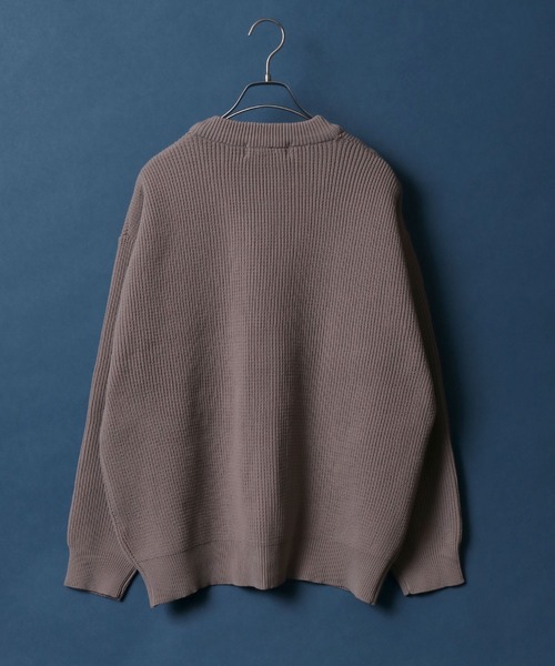 ANPAS（アンパス）の「Full Cardigan Stitch Crimp Knit Cardigan/畦編み 捲縮ニットルーズカーディガン（カーディガン/ボレロ・メンズ・ダークグリーン/モカ/ベージュ/ライトグレー・M/L/LL）」の6枚目の写真