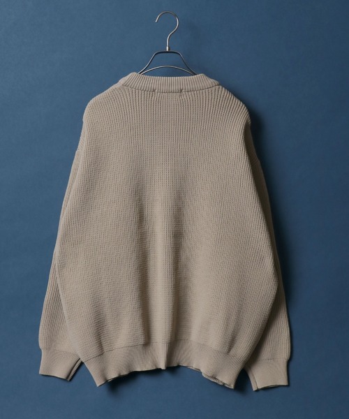 ANPAS（アンパス）の「Full Cardigan Stitch Crimp Knit Cardigan/畦編み 捲縮ニットルーズカーディガン（カーディガン/ボレロ・メンズ・ダークグリーン/モカ/ベージュ/ライトグレー・M/L/LL）」の7枚目の写真