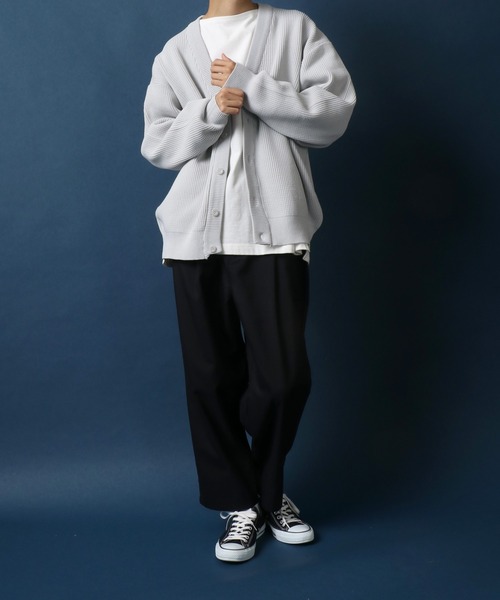 ANPAS（アンパス）の「Full Cardigan Stitch Crimp Knit Cardigan/畦編み 捲縮ニットルーズカーディガン（カーディガン/ボレロ・メンズ・ダークグリーン/モカ/ベージュ/ライトグレー・M/L/LL）」の18枚目の写真