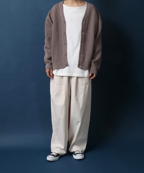 ANPAS（アンパス）の「Full Cardigan Stitch Crimp Knit Cardigan/畦編み 捲縮ニットルーズカーディガン（カーディガン/ボレロ・メンズ・ダークグリーン/モカ/ベージュ/ライトグレー・M/L/LL）」の19枚目の写真