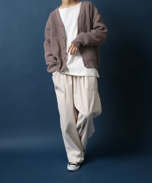 ANPAS（アンパス）の「Full Cardigan Stitch Crimp Knit Cardigan/畦編み 捲縮ニットルーズカーディガン（カーディガン/ボレロ・メンズ・ダークグリーン/モカ/ベージュ/ライトグレー・M/L/LL）」の20枚目の写真