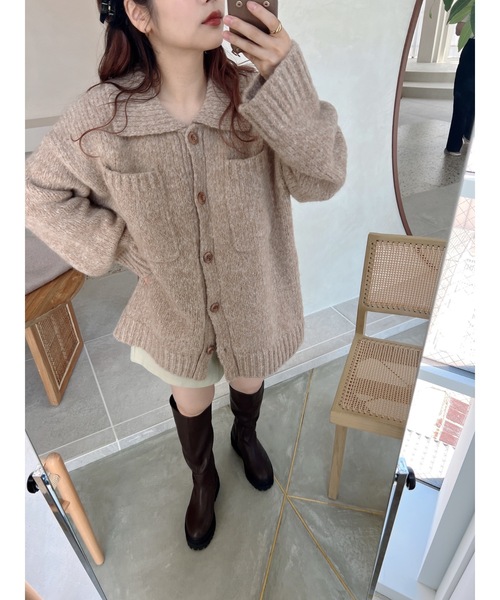 jumelle（ジュメロ）の「ボックスニットカーディガン（カーディガン/ボレロ・レディース・グリーン/ベージュ・FREE）」の6枚目の写真