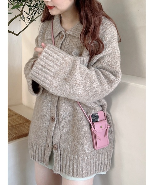 jumelle（ジュメロ）の「ボックスニットカーディガン（カーディガン/ボレロ・レディース・グリーン/ベージュ・FREE）」の3枚目の写真