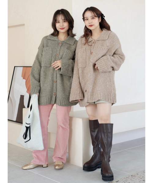 jumelle（ジュメロ）の「ボックスニットカーディガン（カーディガン/ボレロ・レディース・グリーン/ベージュ・FREE）」の18枚目の写真