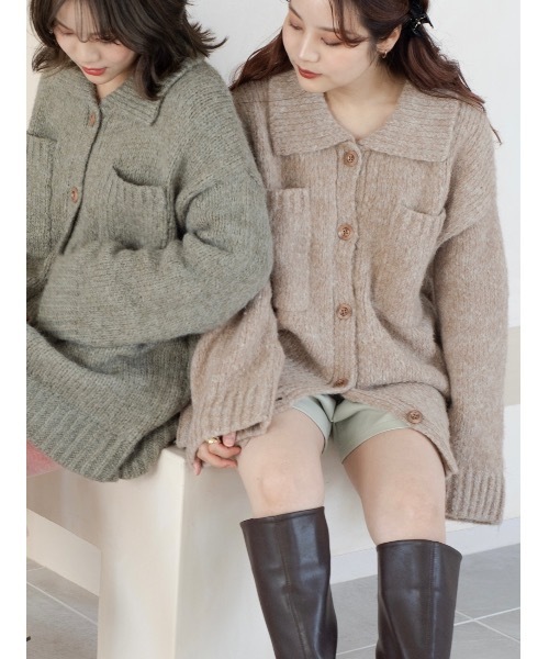 jumelle（ジュメロ）の「ボックスニットカーディガン（カーディガン/ボレロ・レディース・グリーン/ベージュ・FREE）」の20枚目の写真