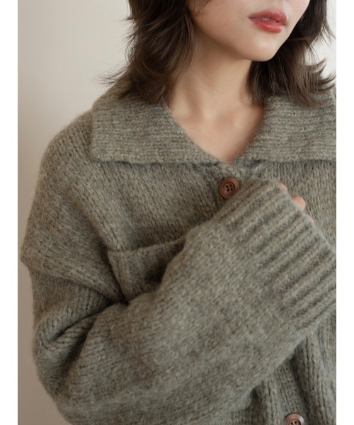 jumelle（ジュメロ）の「ボックスニットカーディガン（カーディガン/ボレロ・レディース・グリーン/ベージュ・FREE）」の8枚目の写真