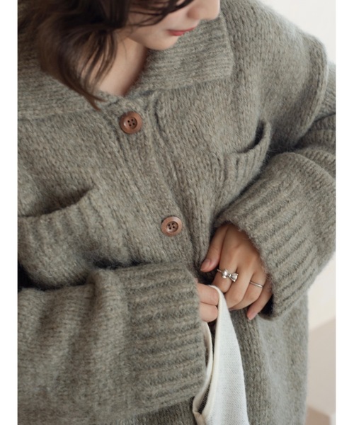 jumelle（ジュメロ）の「ボックスニットカーディガン（カーディガン/ボレロ・レディース・グリーン/ベージュ・FREE）」の9枚目の写真