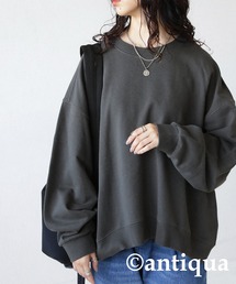 antiqua | 長袖 ショート丈 クルーネック 裏毛 トレーナー(スウェット)