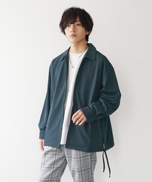 【MinoriTY】とろみ素材サイドレースジップアップジャケット ブルゾン メンズ ライトアウター 無地 秋服【セットアップ対応】