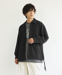 【MinoriTY】とろみ素材サイドレースジップアップジャケット ブルゾン メンズ ライトアウター 無地 秋服【セットアップ対応】