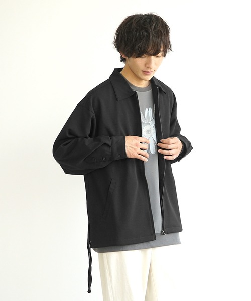 MinoriTY(マイノリティ)の「【MinoriTY】とろみ素材サイドレースジップアップジャケット ブルゾン メンズ ライトアウター 無地 秋服【セットアップ対応】(ブルゾン・メンズ・アッシュグレー/ブルーグリーン/モカ/ブラック・L/M)」の6枚目の写真