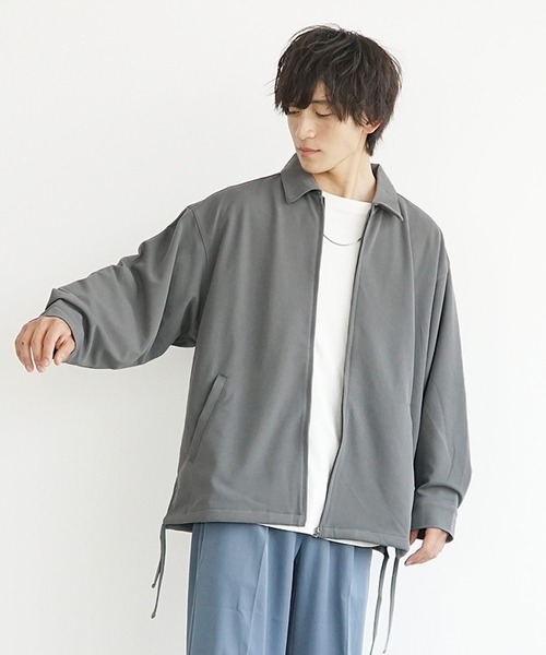 MinoriTY(マイノリティ)の「【MinoriTY】とろみ素材サイドレースジップアップジャケット ブルゾン メンズ ライトアウター 無地 秋服【セットアップ対応】(ブルゾン・メンズ・アッシュグレー/ブルーグリーン/モカ/ブラック・L/M)」の9枚目の写真