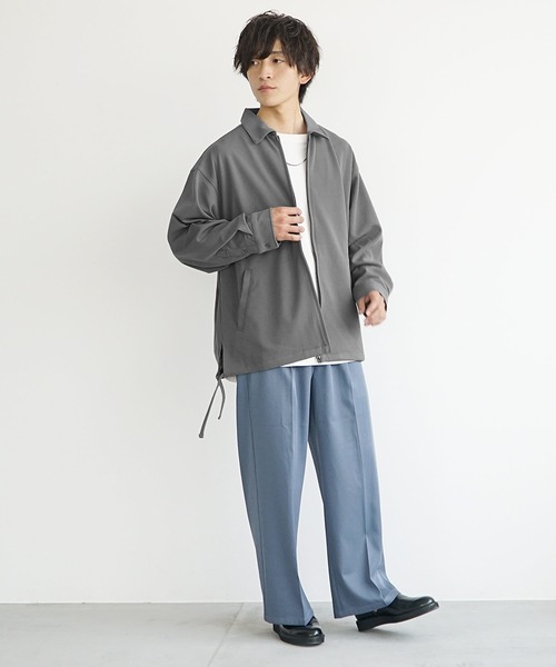 MinoriTY(マイノリティ)の「【MinoriTY】とろみ素材サイドレースジップアップジャケット ブルゾン メンズ ライトアウター 無地 秋服【セットアップ対応】(ブルゾン・メンズ・アッシュグレー/ブルーグリーン/モカ/ブラック・L/M)」の12枚目の写真