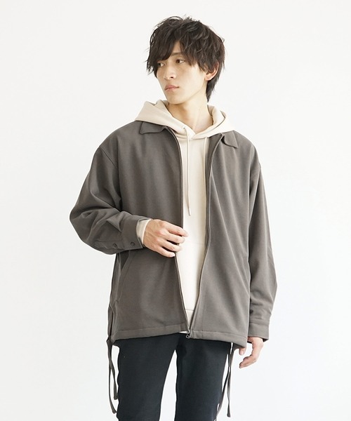 MinoriTY(マイノリティ)の「【MinoriTY】とろみ素材サイドレースジップアップジャケット ブルゾン メンズ ライトアウター 無地 秋服【セットアップ対応】(ブルゾン・メンズ・アッシュグレー/ブルーグリーン/モカ/ブラック・L/M)」の13枚目の写真