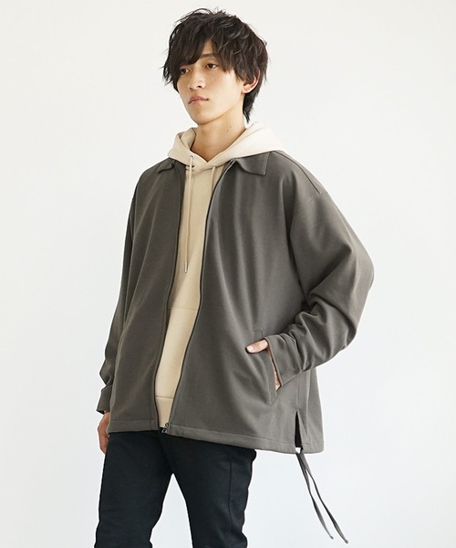 MinoriTY(マイノリティ)の「【MinoriTY】とろみ素材サイドレースジップアップジャケット ブルゾン メンズ ライトアウター 無地 秋服【セットアップ対応】(ブルゾン・メンズ・アッシュグレー/ブルーグリーン/モカ/ブラック・L/M)」の14枚目の写真