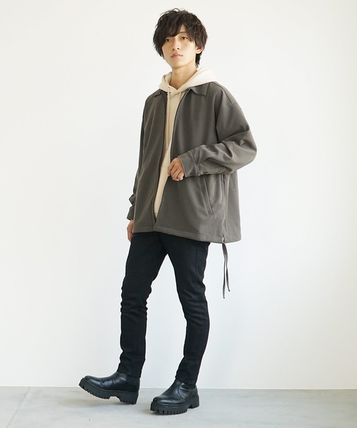 MinoriTY(マイノリティ)の「【MinoriTY】とろみ素材サイドレースジップアップジャケット ブルゾン メンズ ライトアウター 無地 秋服【セットアップ対応】(ブルゾン・メンズ・アッシュグレー/ブルーグリーン/モカ/ブラック・L/M)」の16枚目の写真