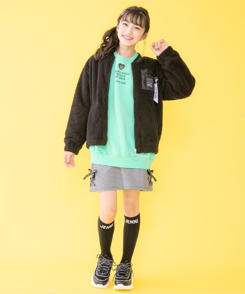JENNI belle(ジェニィベル)の「【WEB限定】裏起毛袖ベルトロング丈トレーナー(スウェット・キッズ・グリーン/ラベンダー/グレー・130cm/140cm/150cm/160cm)」の6枚目の写真