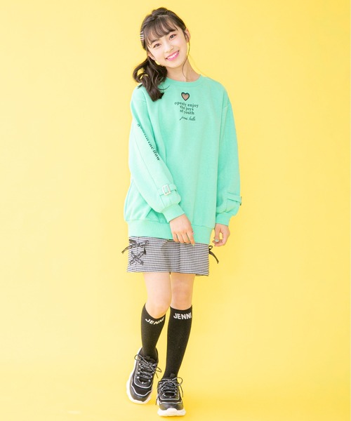 JENNI belle(ジェニィベル)の「【WEB限定】裏起毛袖ベルトロング丈トレーナー(スウェット・キッズ・グリーン/ラベンダー/グレー・130cm/140cm/150cm/160cm)」の5枚目の写真