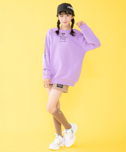 JENNI belle(ジェニィベル)の「【WEB限定】裏起毛袖ベルトロング丈トレーナー(スウェット・キッズ・グリーン/ラベンダー/グレー・130cm/140cm/150cm/160cm)」の7枚目の写真