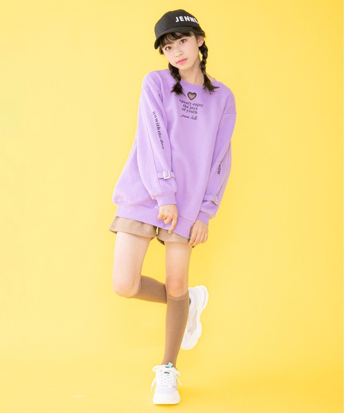 JENNI belle(ジェニィベル)の「【WEB限定】裏起毛袖ベルトロング丈トレーナー(スウェット・キッズ・グリーン/ラベンダー/グレー・130cm/140cm/150cm/160cm)」の8枚目の写真