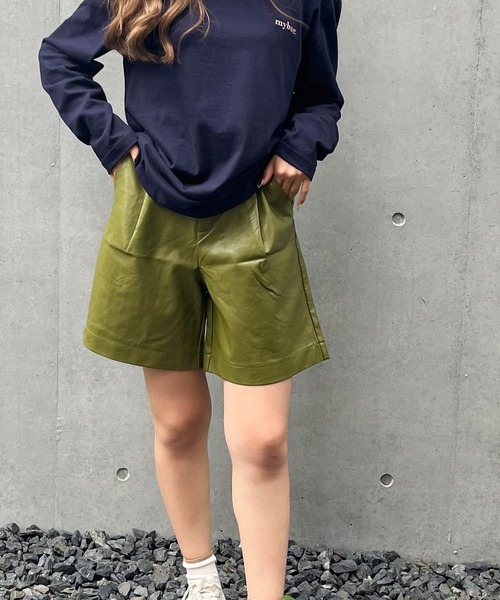 frunco（フランコ）の「フェイクレザーAラインショーツ（その他パンツ・レディース・ブラック/グリーン/ベージュ・FREE）」の3枚目の写真