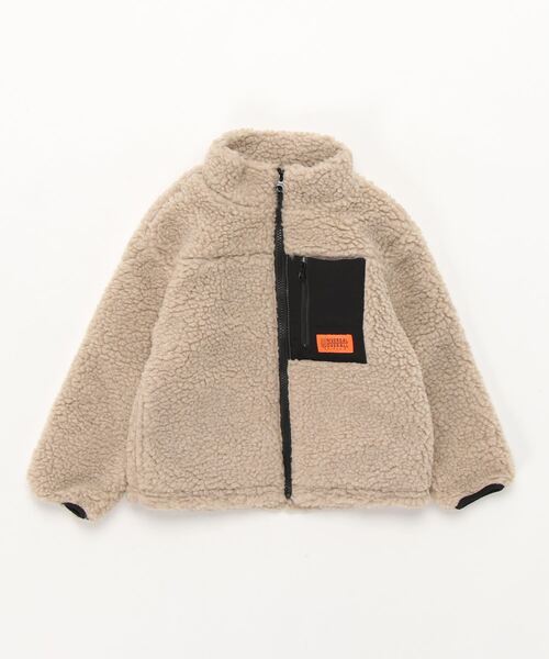 UNIVERSAL OVERALL（ユニバーサルオーバーオール）の「/UNIVERSAL OVERALL/KIDS BOA JACKET（ブルゾン・キッズ・ベージュ/チェック/レオパード・110/120/130/140/150）」の2枚目の写真