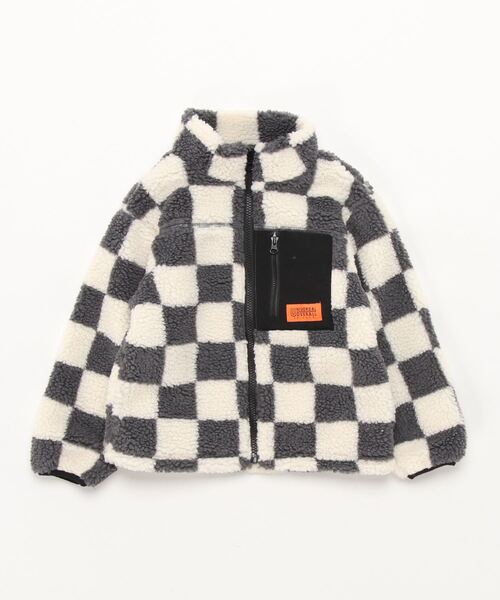 UNIVERSAL OVERALL（ユニバーサルオーバーオール）の「/UNIVERSAL OVERALL/KIDS BOA JACKET（ブルゾン・キッズ・ベージュ/チェック/レオパード・110/120/130/140/150）」の3枚目の写真