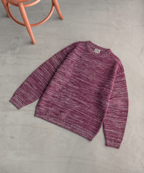 EDIFICE（エディフィス）の「フレンチメリノ メランジ ガーター オーバーサイズ クルーネック ニット（ニット/セーター・メンズ・パープル/グリーン/カーキ・LARGE/SMALL/MEDIUM）」の5枚目の写真