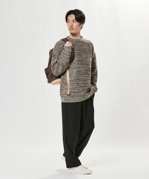 EDIFICE（エディフィス）の「フレンチメリノ メランジ ガーター オーバーサイズ クルーネック ニット（ニット/セーター・メンズ・パープル/グリーン/カーキ・LARGE/SMALL/MEDIUM）」の17枚目の写真