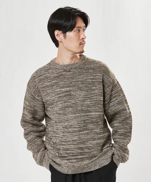 EDIFICE（エディフィス）の「フレンチメリノ メランジ ガーター オーバーサイズ クルーネック ニット（ニット/セーター・メンズ・パープル/グリーン/カーキ・LARGE/SMALL/MEDIUM）」の18枚目の写真