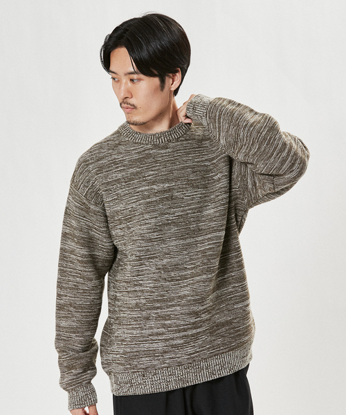 EDIFICE（エディフィス）の「フレンチメリノ メランジ ガーター オーバーサイズ クルーネック ニット（ニット/セーター・メンズ・パープル/グリーン/カーキ・LARGE/SMALL/MEDIUM）」の19枚目の写真