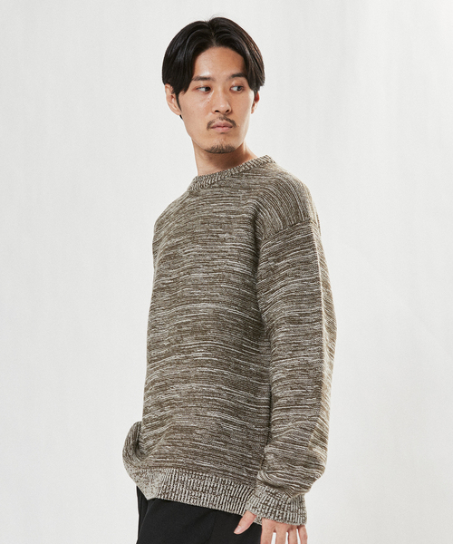 EDIFICE（エディフィス）の「フレンチメリノ メランジ ガーター オーバーサイズ クルーネック ニット（ニット/セーター・メンズ・パープル/グリーン/カーキ・LARGE/SMALL/MEDIUM）」の22枚目の写真