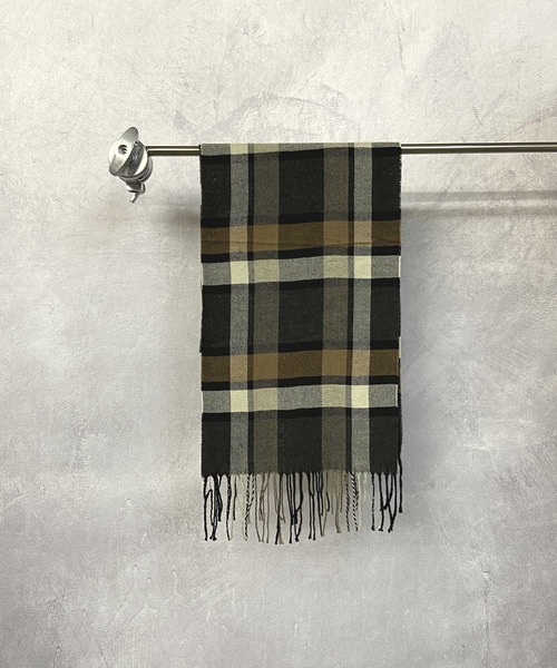 Beno（ビーノ）の「フリンジ チェック/ストライプ べーシック マフラー（マフラー・メンズ・ブルー/ライトグレー/ブルー系/ブラウン/ネイビー系/グレー系/チャコールグレー/グレー・FREE）」の5枚目の写真