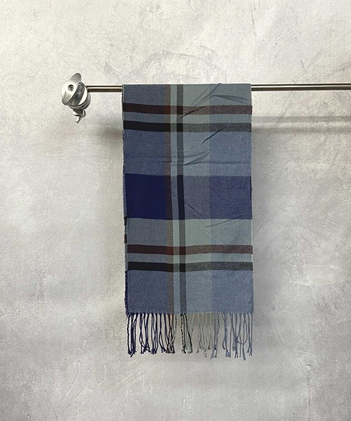 Beno（ビーノ）の「フリンジ チェック/ストライプ べーシック マフラー（マフラー・メンズ・ブルー/ライトグレー/ブルー系/ブラウン/ネイビー系/グレー系/チャコールグレー/グレー・FREE）」の6枚目の写真