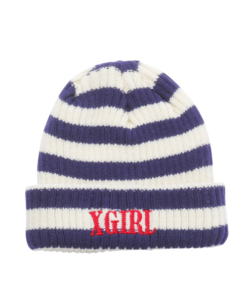 X-girl(エックスガール)の「XGIRL RIB KNIT CAP(ニットキャップ/ビーニー・レディース・ブラック/アッシュ/グリーン/ネイビー・ONE SIZE)」の1枚目の写真