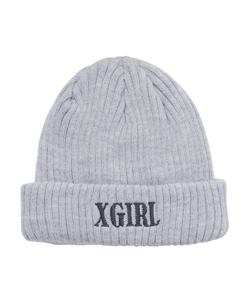 X-girl(エックスガール)の「XGIRL RIB KNIT CAP(ニットキャップ/ビーニー・レディース・ブラック/アッシュ/グリーン/ネイビー・ONE SIZE)」の3枚目の写真