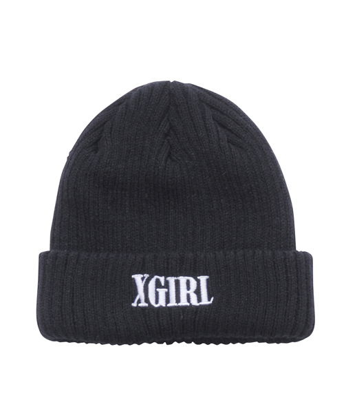 X-girl(エックスガール)の「XGIRL RIB KNIT CAP(ニットキャップ/ビーニー・レディース・ブラック/アッシュ/グリーン/ネイビー・ONE SIZE)」の2枚目の写真