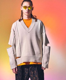 MAISON SPECIAL | 《ユニセックスアイテム》プライムオーバーアウトシームカッティングVネックニットプルオーバー【MAISON SPECIAL/メゾンスペシャル】(ニット/セーター)