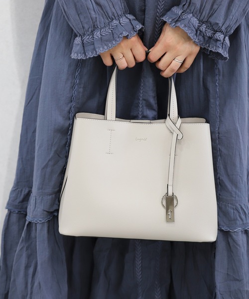 Ungrid(アングリッド)の「【Ungrid/アングリッド】【WEB限定商品】キーリングチャーム付 両アオリポケット ハンドバッグ(ハンドバッグ・レディース・アイボリー/キャメル/ブルー系その他/グレイッシュベージュ/ブラック/カーキ/ベージュ/スモークピンク/オリーブ/ダークブラウン/ライトブルー/ホワイト・FREE)」の13枚目の写真