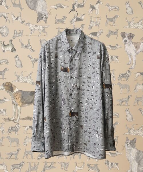 tk.TAKEO KIKUCHI（ティーケータケオキクチ）の「◆アニマル総柄シャツ(ユニセックスアイテム)（シャツ/ブラウス・メンズ・ライトグレー系3/ベージュ系3/ブラック系3・01/02/03）」の3枚目の写真