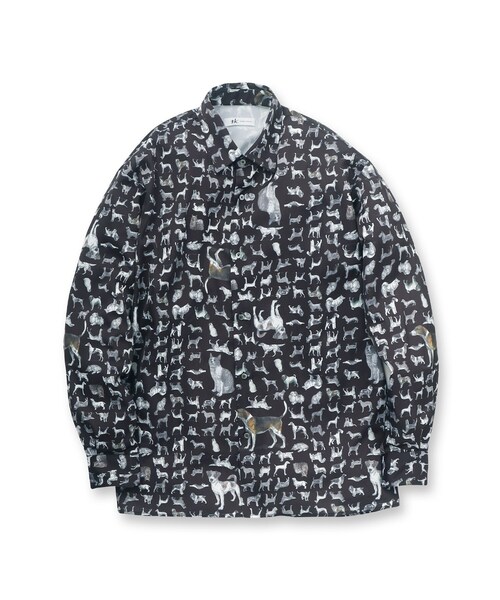 tk.TAKEO KIKUCHI（ティーケータケオキクチ）の「◆アニマル総柄シャツ(ユニセックスアイテム)（シャツ/ブラウス・メンズ・ライトグレー系3/ベージュ系3/ブラック系3・01/02/03）」の4枚目の写真