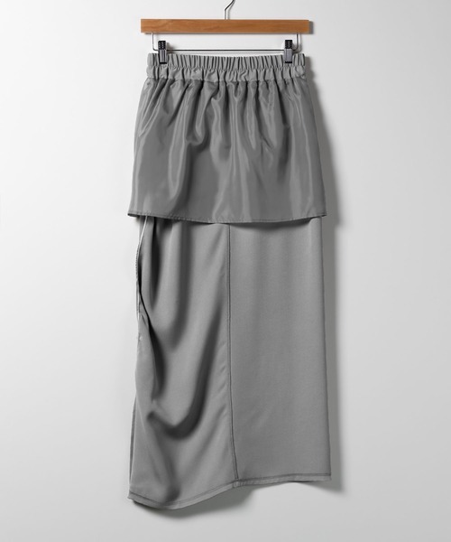 me+em select（ミームセレクト）の「※※【 ７color 】シャーリングリボンギャザースリットスカート（スカート・レディース・グリーン/ブラック/アイボリー/サンドベージュ/チャコール/ブルー/グレー・MEDIUM/LARGE/SMALL）」の16枚目の写真