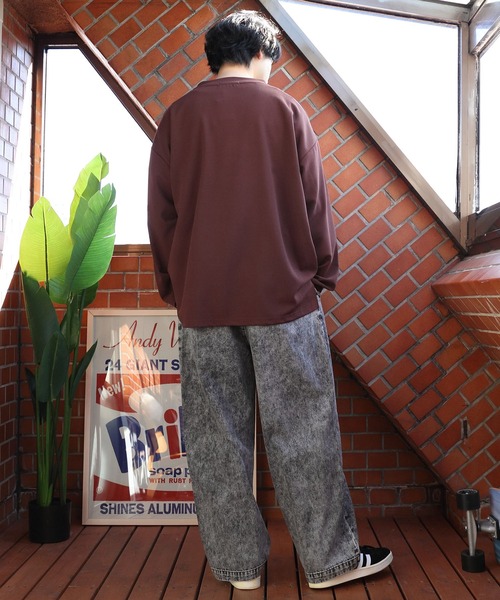 ８(eight)（エイト）の「カットジョーゼットモックネックカットソー（Tシャツ/カットソー・メンズ・ブラック/ネイビー/ブラウン/オフホワイト/グレイッシュベージュ・MEDIUM/LARGE）」の9枚目の写真