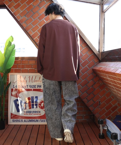 ８(eight)（エイト）の「カットジョーゼットモックネックカットソー（Tシャツ/カットソー・メンズ・ブラック/ネイビー/ブラウン/オフホワイト/グレイッシュベージュ・MEDIUM/LARGE）」の10枚目の写真