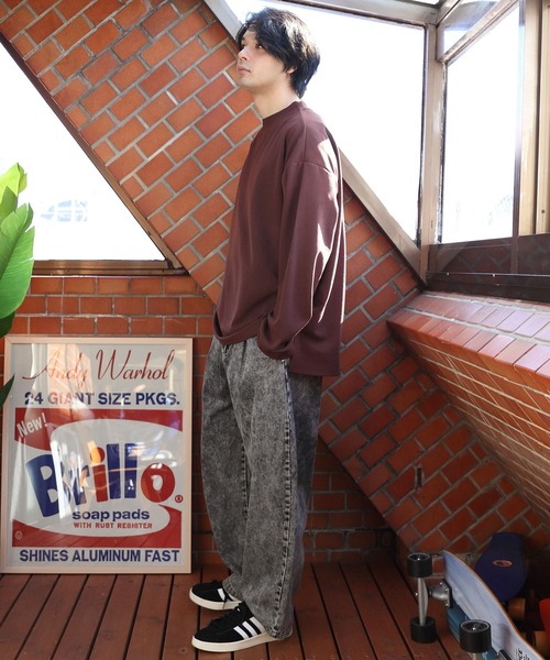 ８(eight)（エイト）の「カットジョーゼットモックネックカットソー（Tシャツ/カットソー・メンズ・ブラック/ネイビー/ブラウン/オフホワイト/グレイッシュベージュ・MEDIUM/LARGE）」の11枚目の写真