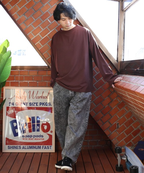 ８(eight)（エイト）の「カットジョーゼットモックネックカットソー（Tシャツ/カットソー・メンズ・ブラック/ネイビー/ブラウン/オフホワイト/グレイッシュベージュ・MEDIUM/LARGE）」の12枚目の写真