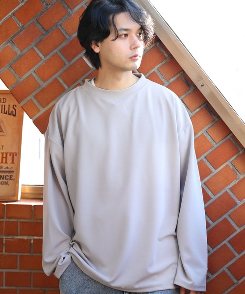 ８(eight)（エイト）の「カットジョーゼットモックネックカットソー（Tシャツ/カットソー・メンズ・ブラック/ネイビー/ブラウン/オフホワイト/グレイッシュベージュ・MEDIUM/LARGE）」の13枚目の写真