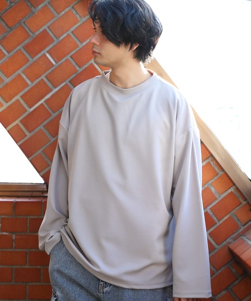８(eight)（エイト）の「カットジョーゼットモックネックカットソー（Tシャツ/カットソー・メンズ・ブラック/ネイビー/ブラウン/オフホワイト/グレイッシュベージュ・MEDIUM/LARGE）」の14枚目の写真