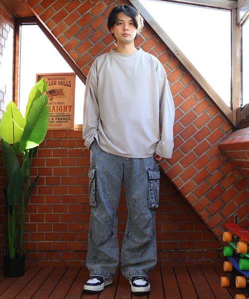 ８(eight)（エイト）の「カットジョーゼットモックネックカットソー（Tシャツ/カットソー・メンズ・ブラック/ネイビー/ブラウン/オフホワイト/グレイッシュベージュ・MEDIUM/LARGE）」の15枚目の写真