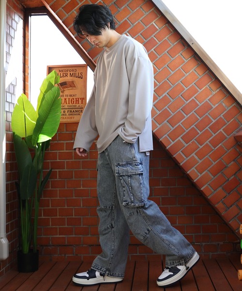８(eight)（エイト）の「カットジョーゼットモックネックカットソー（Tシャツ/カットソー・メンズ・ブラック/ネイビー/ブラウン/オフホワイト/グレイッシュベージュ・MEDIUM/LARGE）」の19枚目の写真